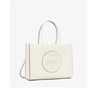 Tory Burch White Tote with Structured Design and Logo